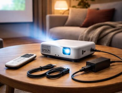 Mini vidéoprojecteur Epson : alimentation facile pour soirée film, kit