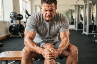 Homme tenant son mollet après un effort physique illustrant la douleur musculaire